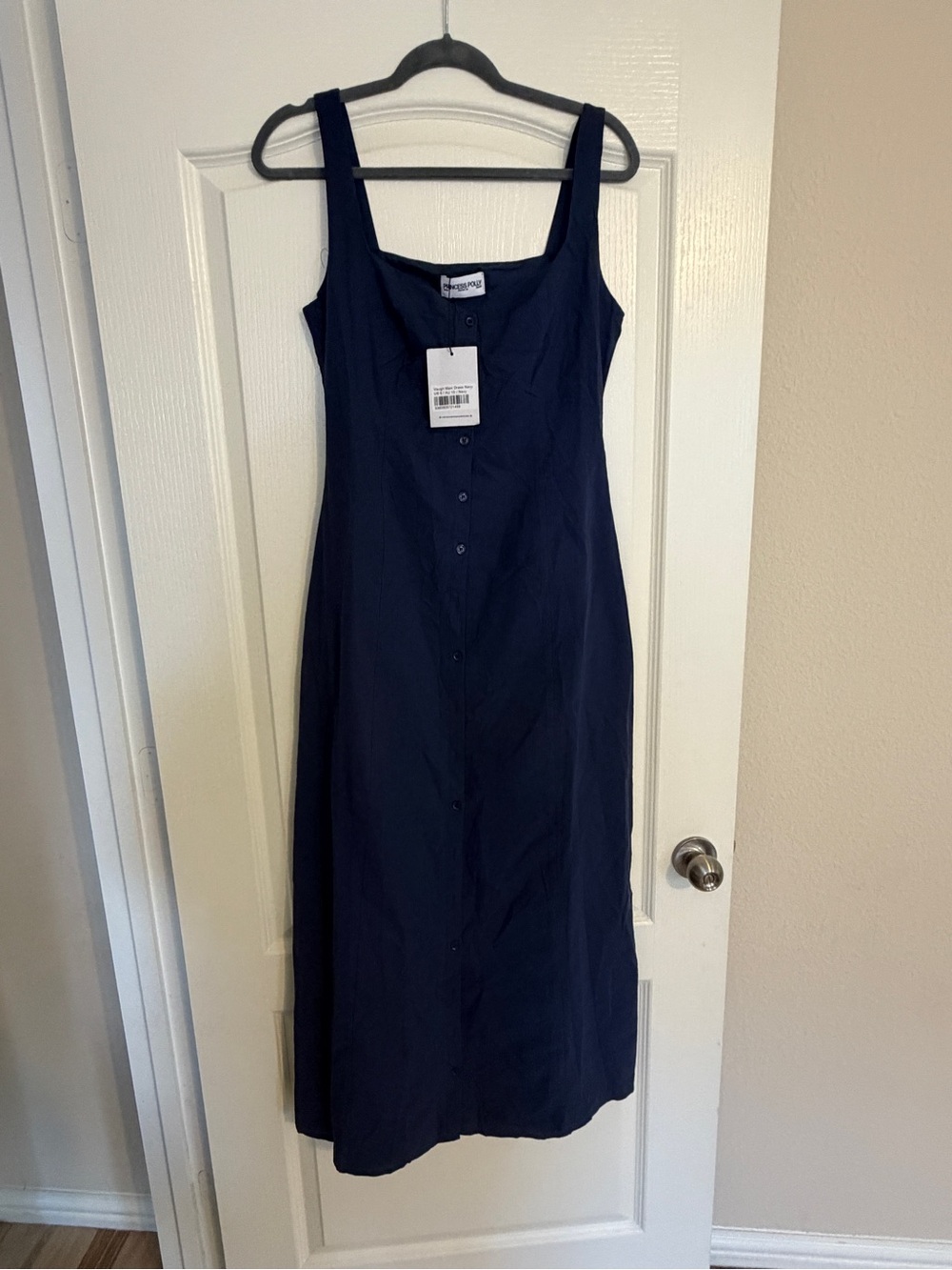 Princess Polly Navy Button-Front Midi Dress
